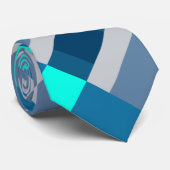 Bluesy Bluesy Blues and Grey Color Block Print Stropdas (Opgerold)