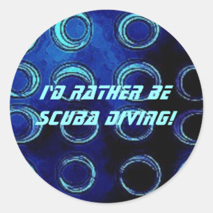 Bluetexture, ik zou liever duiken! ronde sticker