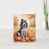 Bluetick Coonhound Autumn verlaat Thanksgiving kun Kaart (Voorkant)