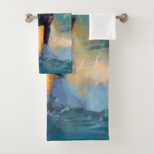 Bluetick Coonhound Beach Surfen schilderij Bad Handdoek (Insitu)