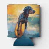 Bluetick Coonhound Beach Surfen schilderij Blikjeskoeler (Achterkant)