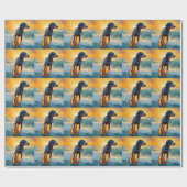 Bluetick Coonhound Beach Surfen schilderij Cadeaupapier (Vlak)