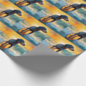 Bluetick Coonhound Beach Surfen schilderij Cadeaupapier (Hoek)