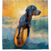 Bluetick Coonhound Beach Surfen schilderij Douchegordijn (Voorkant)