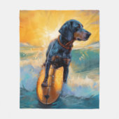 Bluetick Coonhound Beach Surfen schilderij Fleece Deken (Voorkant)