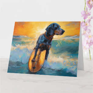 Bluetick Coonhound Beach Surfen schilderij Kaart