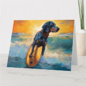 Bluetick Coonhound Beach Surfen schilderij Kaart (Voorkant)