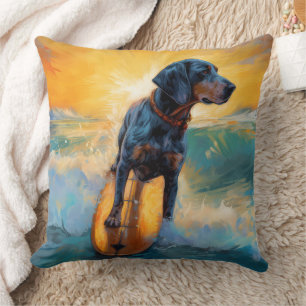 Bluetick Coonhound Beach Surfen schilderij Kussen