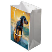 Bluetick Coonhound Beach Surfen schilderij Medium Cadeauzakje (Voorkant Gekanteld)
