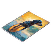 Bluetick Coonhound Beach Surfen schilderij Notitieboek (Linkerzijde)
