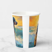 Bluetick Coonhound Beach Surfen schilderij Papieren Bekers (Links)