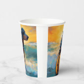 Bluetick Coonhound Beach Surfen schilderij Papieren Bekers (Rechts)