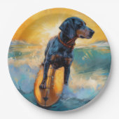 Bluetick Coonhound Beach Surfen schilderij Papieren Bordje (Voorkant)