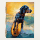 Bluetick Coonhound Beach Surfen schilderij Planner (Voorkant)