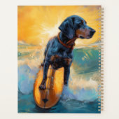 Bluetick Coonhound Beach Surfen schilderij Planner (Achterkant)