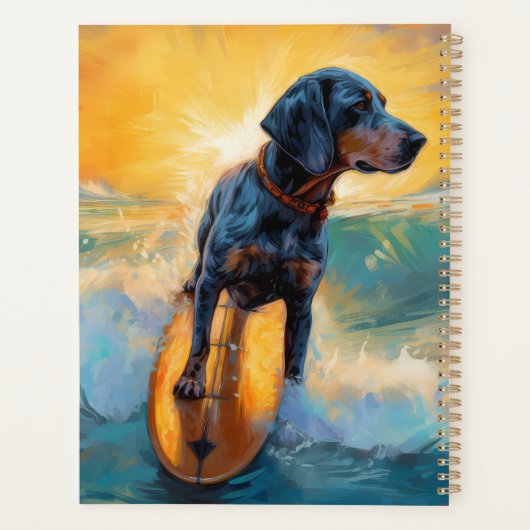 Bluetick Coonhound Beach Surfen schilderij Planner (Achterkant)