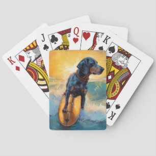 Bluetick Coonhound Beach Surfen schilderij Pokerkaarten