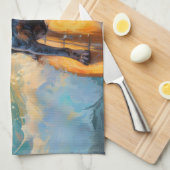 Bluetick Coonhound Beach Surfen schilderij Theedoek (Quarter Fold)