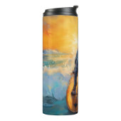 Bluetick Coonhound Beach Surfen schilderij Thermosbeker (Gedraaid links)