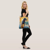 Bluetick Coonhound Beach Surfen schilderij Tote Bag (Op model)