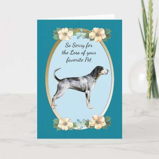 Bluetick Coonhound, Blauwgroen BloemenSympathie, Kaart (Voorkant)