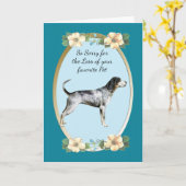 Bluetick Coonhound, Blauwgroen BloemenSympathie, Kaart (Gele Bloem)
