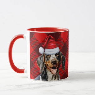 Bluetick Coonhound Buffalo Holiday Plaid Christmas Mok