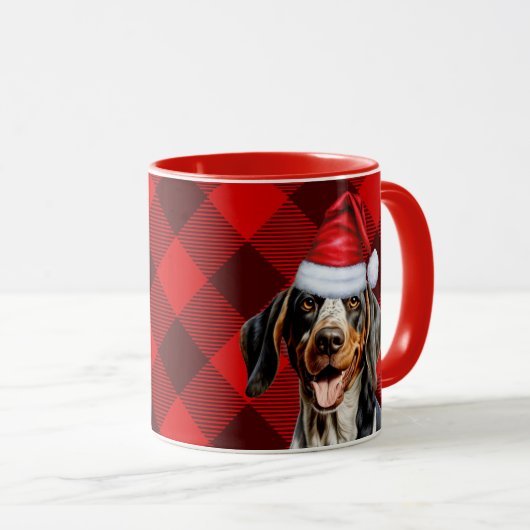 Bluetick Coonhound Buffalo Holiday Plaid Christmas Mok (Voorkant rechts)