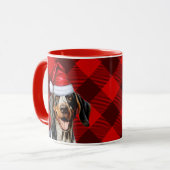 Bluetick Coonhound Buffalo Holiday Plaid Christmas Mok (Voorkant links)