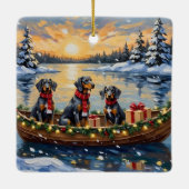 Bluetick Coonhound Christmas Boat Holiday Keramisch Ornament (Achterkant)