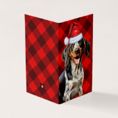 Bluetick Coonhound Christmas Dog Red Buffalo Plaid Kaart (Buitenkant)