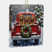 Bluetick Coonhound Christmas Red Truck Holiday Keramisch Ornament (Rechts)