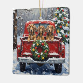 Bluetick Coonhound Christmas Red Truck Holiday Keramisch Ornament (Links)
