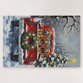 Bluetick Coonhound Christmas Red Truck Holiday Legpuzzel (Horizontaal)