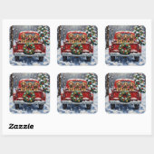 Bluetick Coonhound Christmas Red Truck Holiday Vierkante Sticker (Vel)
