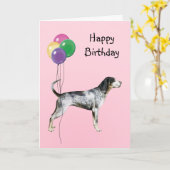Bluetick Coonhound, de Ballons van de Verjaardag Kaart (Gele Bloem)