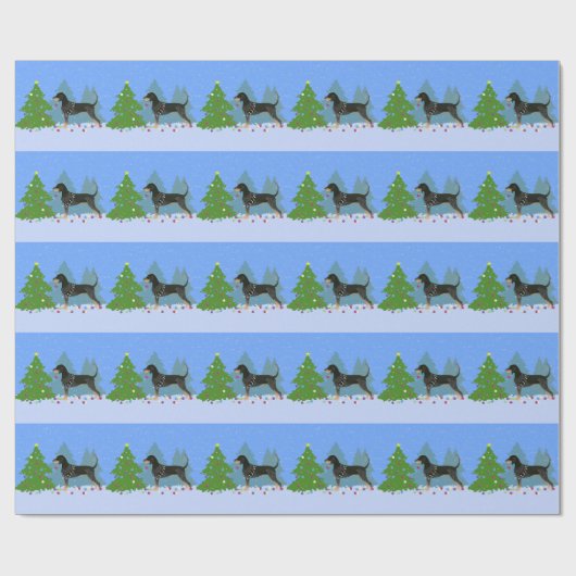 Bluetick Coonhound Decorating Kerstboom Cadeaupapier (Vlak)