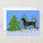 Bluetick Coonhound Decorating Kerstboom Feestdagenkaart (Voorkant / Achterkant)