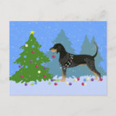 Bluetick Coonhound Decorating Kerstboom Feestdagenkaart (Voorkant)