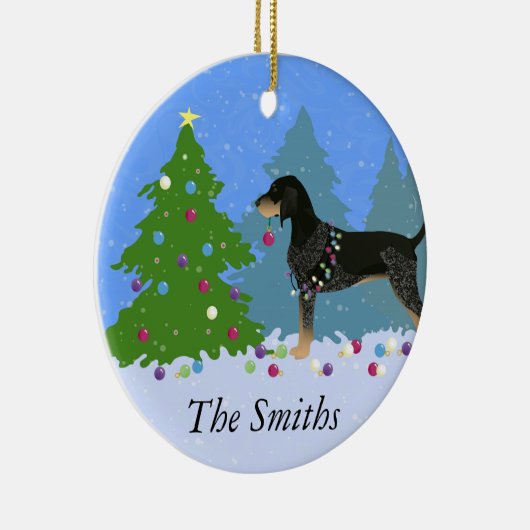 Bluetick Coonhound Decorating Kerstboom Keramisch Ornament (Rechts)