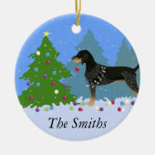 Bluetick Coonhound Decorating Kerstboom Keramisch Ornament (Voorkant)