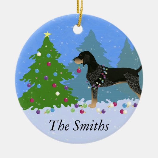 Bluetick Coonhound Decorating Kerstboom Keramisch Ornament (Voorkant)