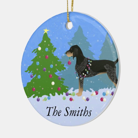 Bluetick Coonhound Decorating Kerstboom Keramisch Ornament (Links)