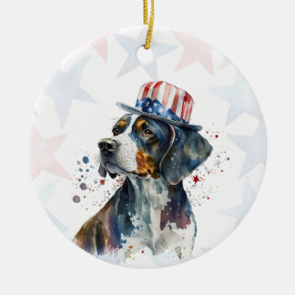 Bluetick coonhound Dog, 4th of july Personalized Keramisch Ornament