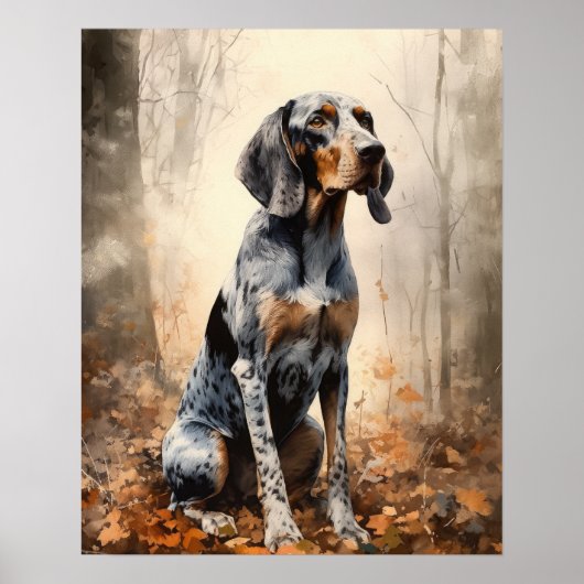 Bluetick Coonhound Dog Art Print Poster (Voorkant)
