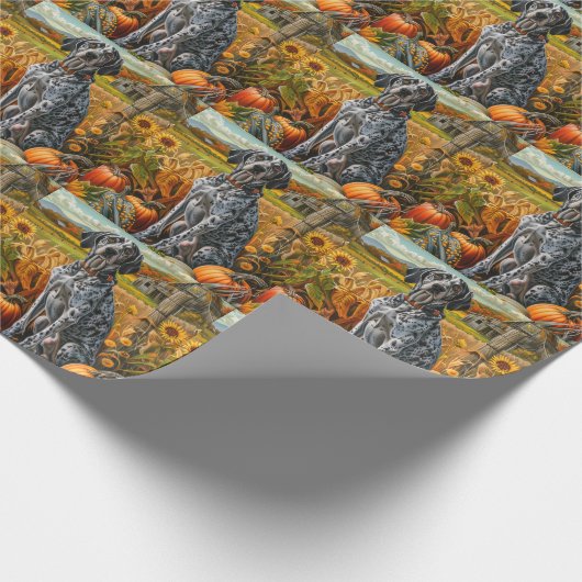 Bluetick Coonhound Dog Autumn Harvest Thanksgiving Cadeaupapier (Hoek)