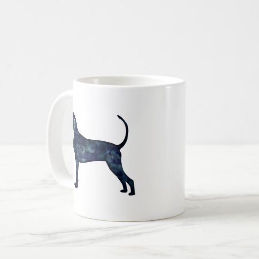Bluetick Coonhound Dog Black Waterverf Silhouette Koffiemok (Voorkant links)