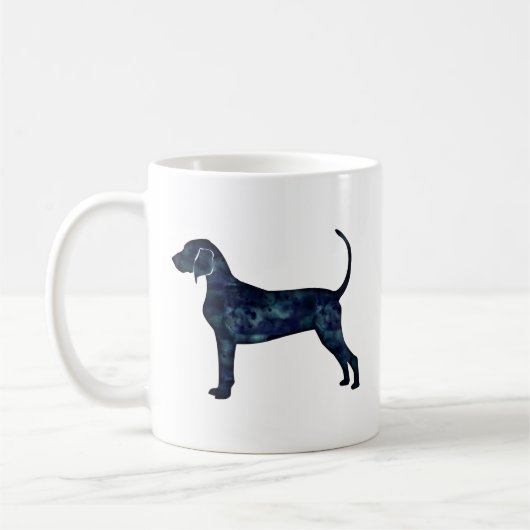Bluetick Coonhound Dog Black Waterverf Silhouette Koffiemok (Links)