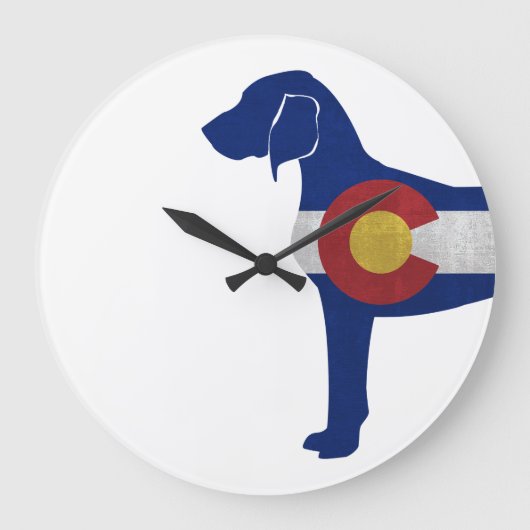 Bluetick Coonhound Dog Colorado Flag Silhouette Grote Klok (Voorkant)