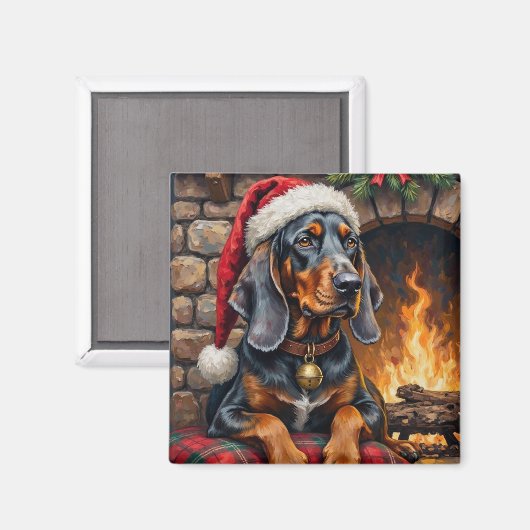 Bluetick Coonhound Dog Cozy Lodge Christmas Magneet (Voorkant / Achterkant)